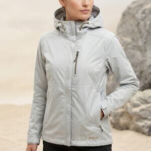 Sherpa Women's Hooded Rain Jacket Light Grey Pit Zips Outdoor Hiking XS